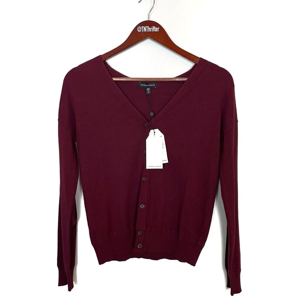 NEW Universal Standard Dido Everyday Cardigan Ox Blood Red Womens Size XXXS Work